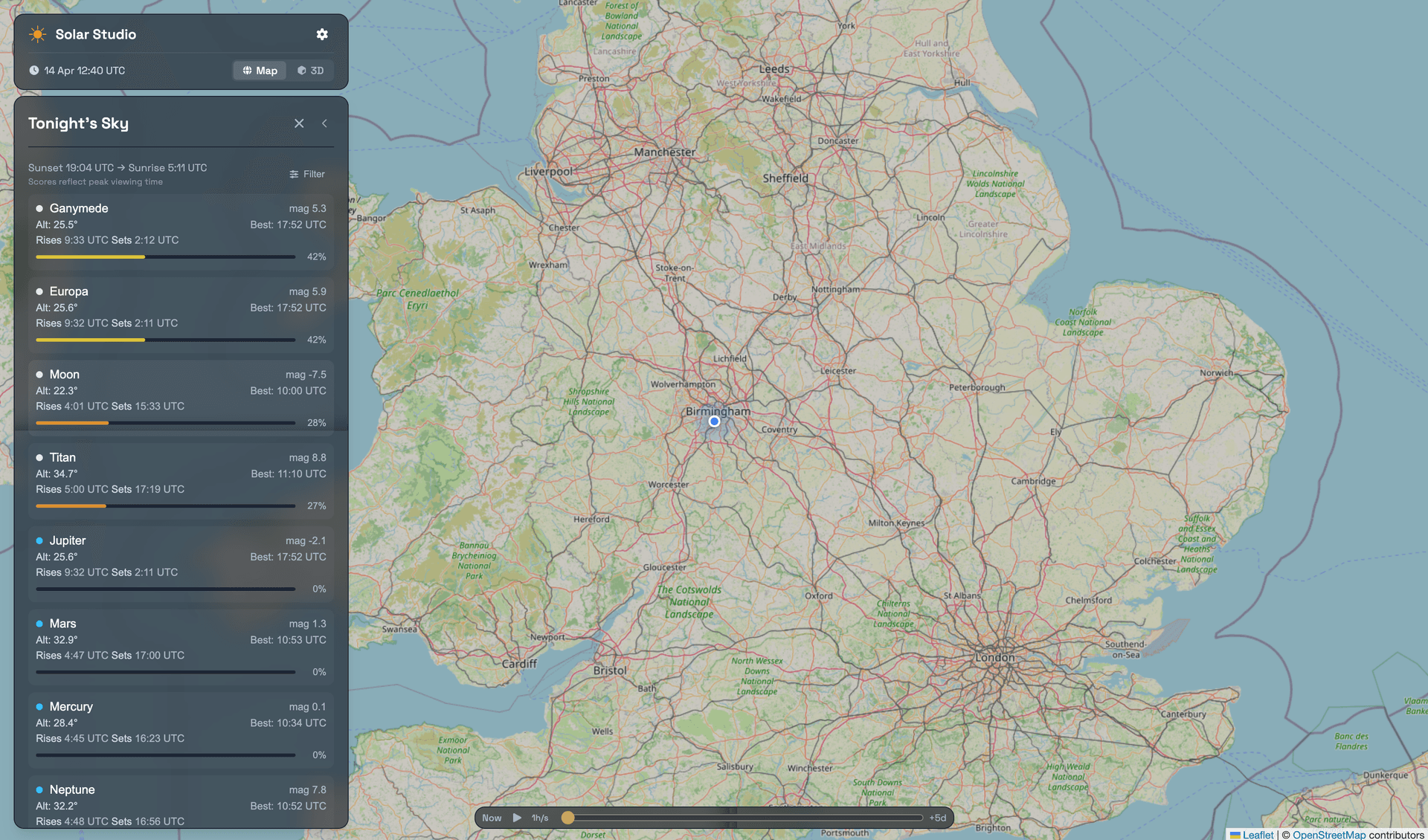 Tonight's Sky dashboard